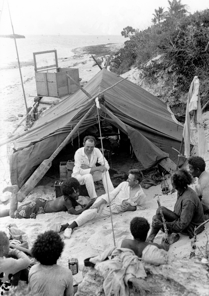 Frank Hurley, Allan McCulloch and crew on Dauko Island