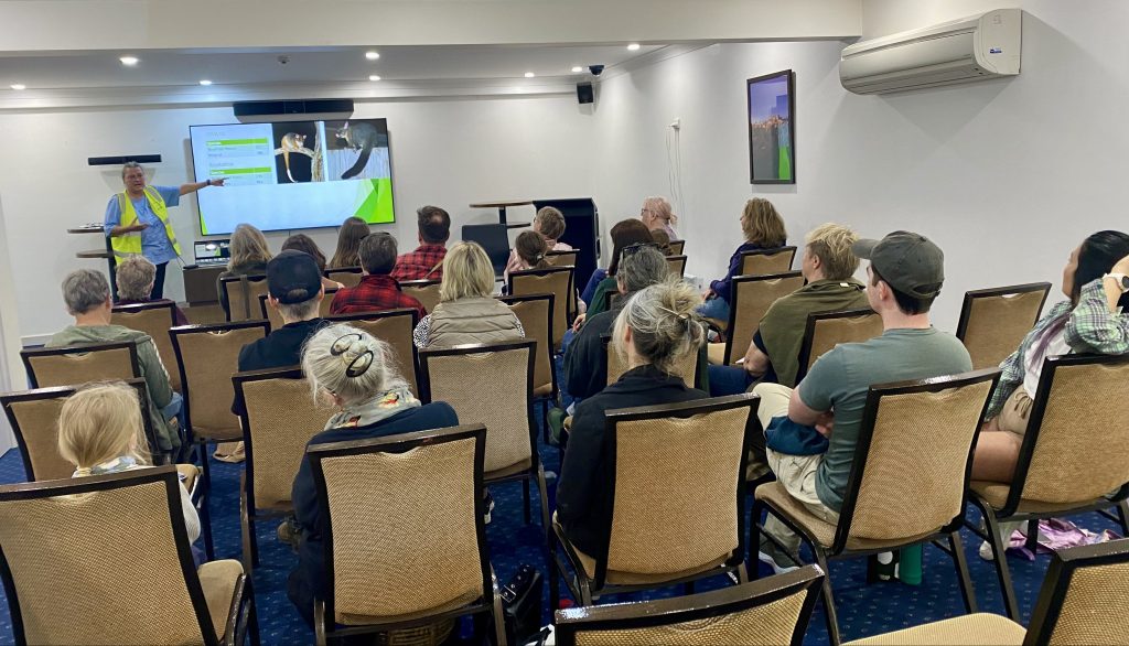 Tracy speaking about possums at the Planetary Health site in Katoomba